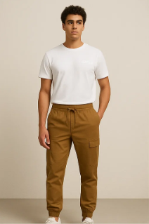 THE STUFF Luxe Camel Cargo Pants