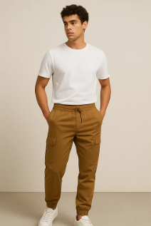 THE STUFF Luxe Camel Cargo Pants