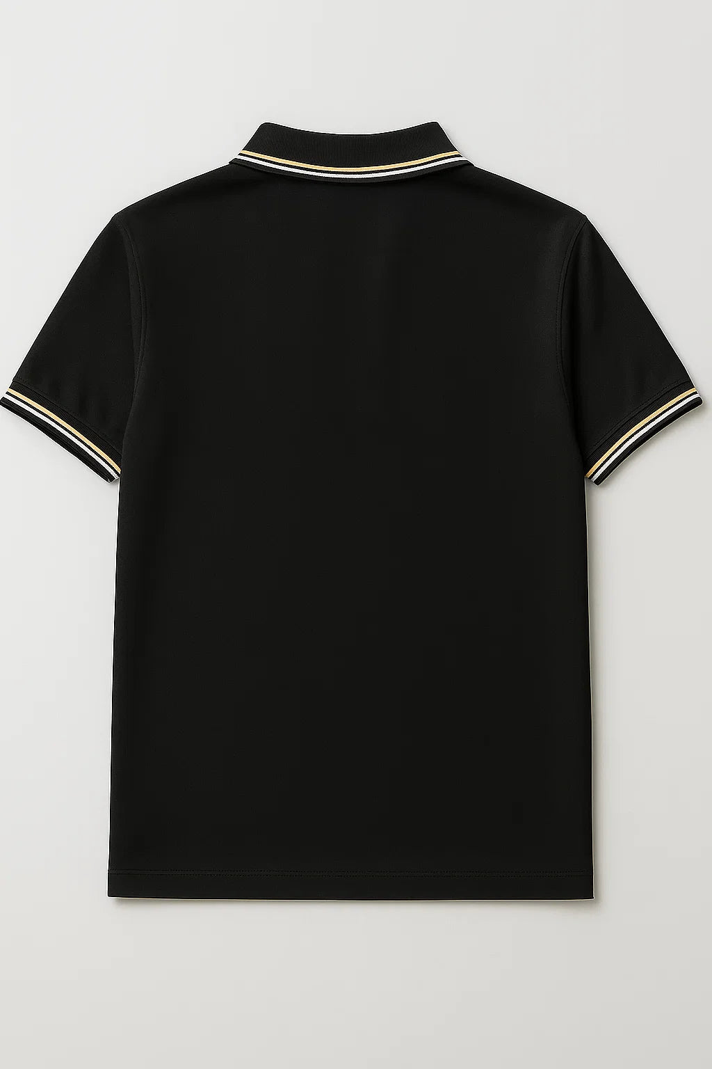 THE STUFF – Black Tipped Collar Polo Shirt with Gold Embroidery