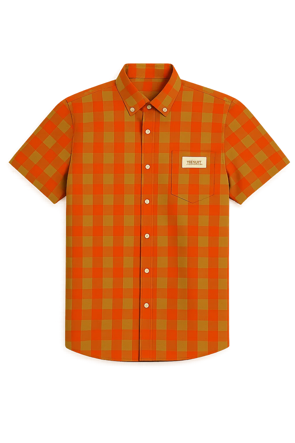 Celestial Checkered Masterpiece – The Divine Fusion of Orange & Olive
